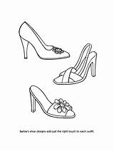 Coloring Shoes Pages Printable Fashion Print Barbie Converse Color Kids Evening Shoe Books Dresses Clothing Popular Library Clipart Template Coloringhome sketch template