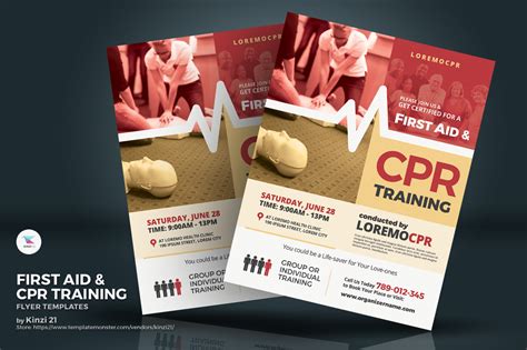 first aid and cpr training flyer corporate identity template