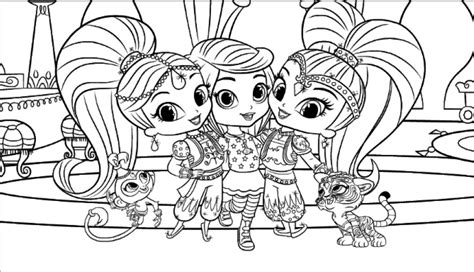 shimmer  shine coloring pages getcoloringpagescom