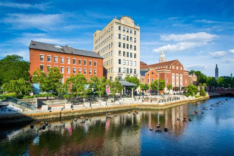 historic buildings   providence river  downtown providence rhode island stock image