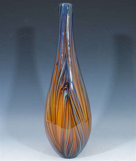 Mid Century Murano Art Glass Striped Vase At 1stdibs