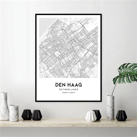 den haag map print wall art netherlands den haag city map etsy
