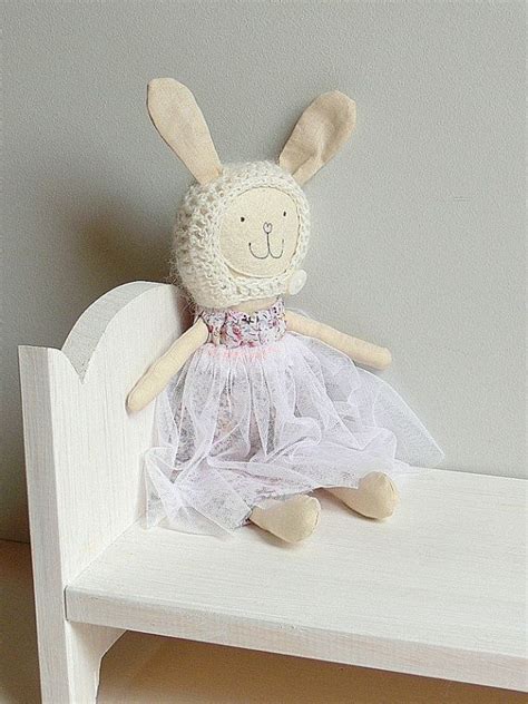 stuffed bunny toy dress  doll mimi  miniwerkatoys  etsy