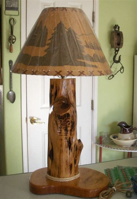 hand crafted cedar wood lamp  rustic design naturewhispers