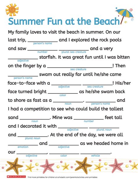 printable mad lib