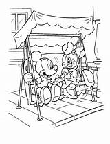 Minnie Mouse Coloring Mickey Pages Printable Swinging Enjoying sketch template