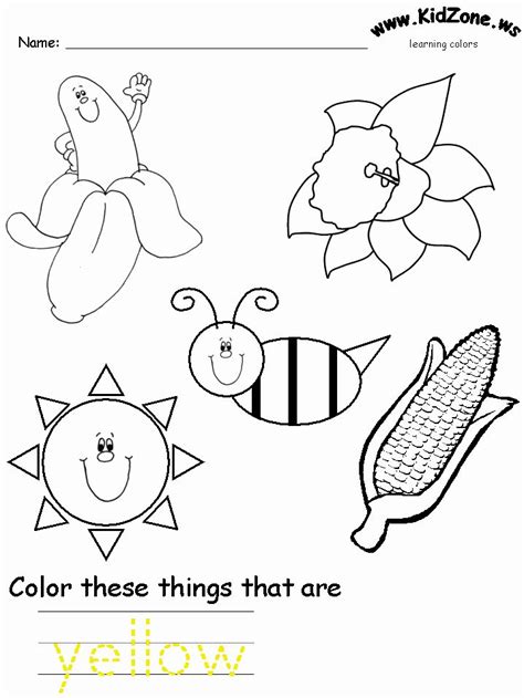 color yellow worksheet  preschool preschool coloring pages color
