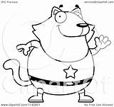 Cat Chubby Waving Super Clipart Coloring Cartoon Outlined Vector Thoman Cory Royalty sketch template