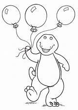 Barney Coloring Pages Balloons Drawing Dinosaur Birthday Holding Three Printable Print Friends Kids Color Sheets Cartoon Balloon Book Cute Happy sketch template