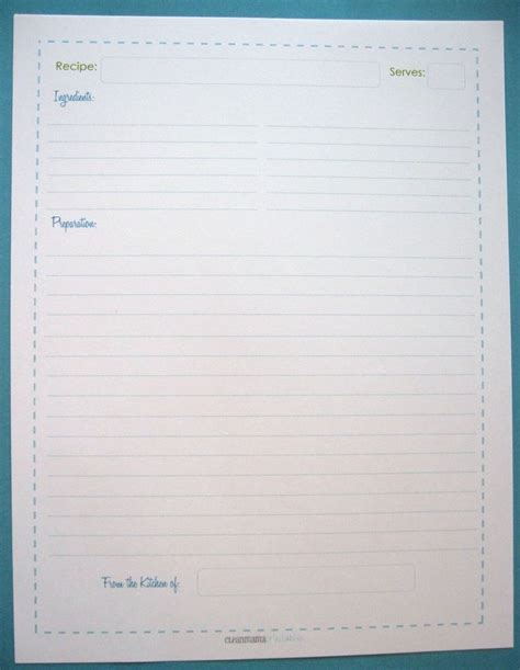 printable blank recipe pages recipe book templates homemade