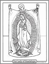 Guadalupe Coloring Lady Juan Diego Virgen Pages Drawing Rosary Catholic Tilma Print Clipart Hands La Color Praying Kids St Feast sketch template