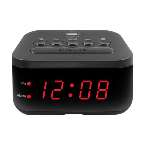 mainstays digital alarm clock  usb charge port red led display