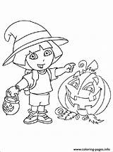Halloween Coloring Dora Pages Printable Color sketch template