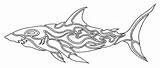 Outline Shark Tribal Coloring sketch template