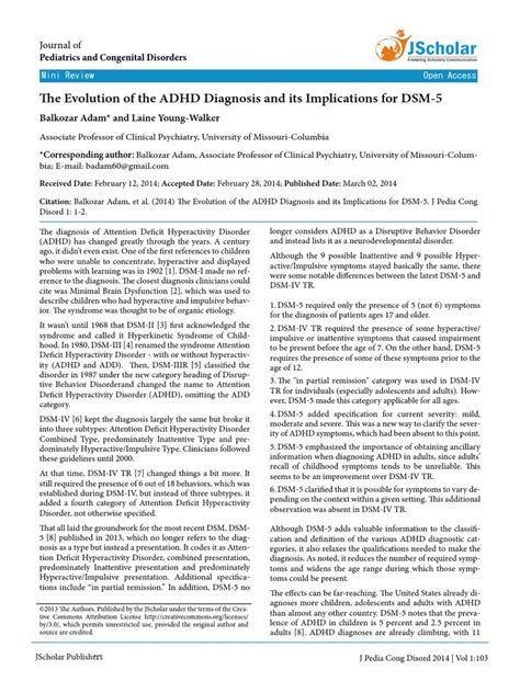 the evolution of the adhd diagnosis and its implications