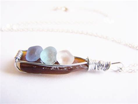 Peas In A Pod Stacked Sea Glass Sculpture Necklace One Of Etsy