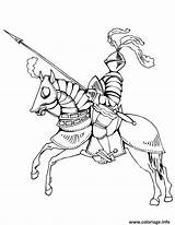 Coloriage Chevalier Chevaliers Medieval Armure Colorier Cavallo Personnages Majestic Val épée Jeu Disegno Colorare sketch template