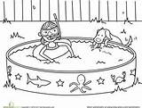 Coloring Pages Summer Pool Swimming Kids Sheets Worksheet Printable Education Colouring Worksheets Activities Color Kindergarten Pools Book Backyard Print Ready sketch template