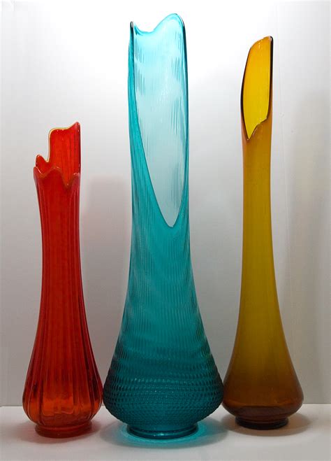 Retro Glass Floor Vase In Persimmon 1960 1970