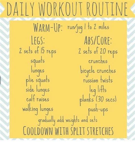 daily workout routine health  fitness pinterest