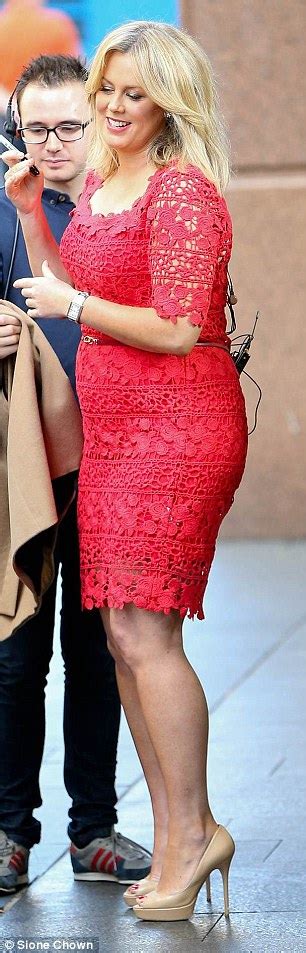 samantha armytage shows off body in lacy red dress outside sunrise