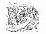Squid D sketch template