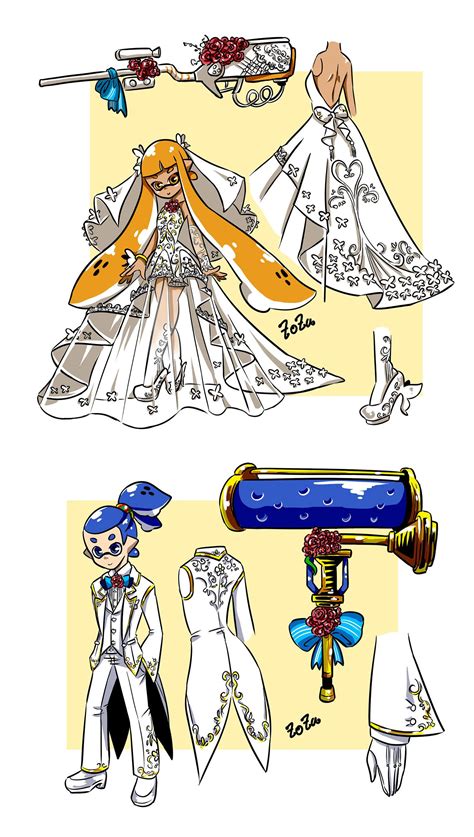 seriously fancy wedding clothes for donut and pudding splatoon splatoon comics nintendo