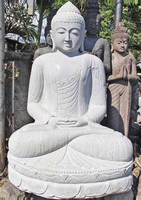 large meditating buddha garden statue hand carved   block  stone