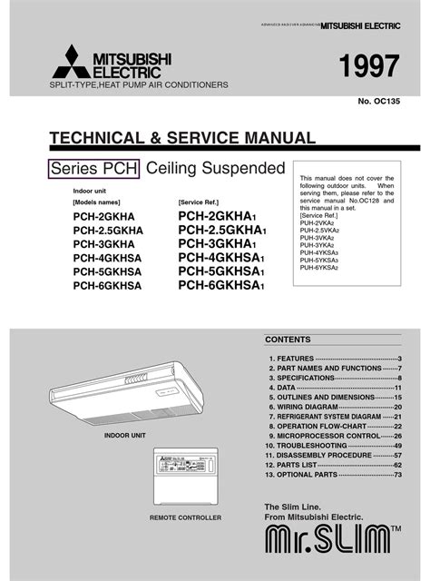 mitsubishi electric pch gkha service manual   manualslib