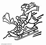 Coloring Pages Sledding Father Son Seasons Winter Printable sketch template