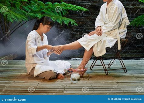 asian foot massage therapy spa hot stone stock photo image  soft