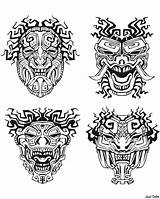 Mayans Incas Aztecs Coloring Inca Mayan Aztec Mask Inspiration Masks Inspired Adult sketch template