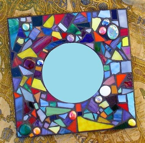 stained glass mosaic 12 x 12 confetti mirror etsy stained glass