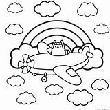 Coloring Pilot Plane Real Pusheen Pages Printable sketch template