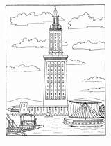 Latarnia Alexandria Morska Faros Faro Phare Lighthouse Colorkid Leuchtturm Kolorowanki sketch template