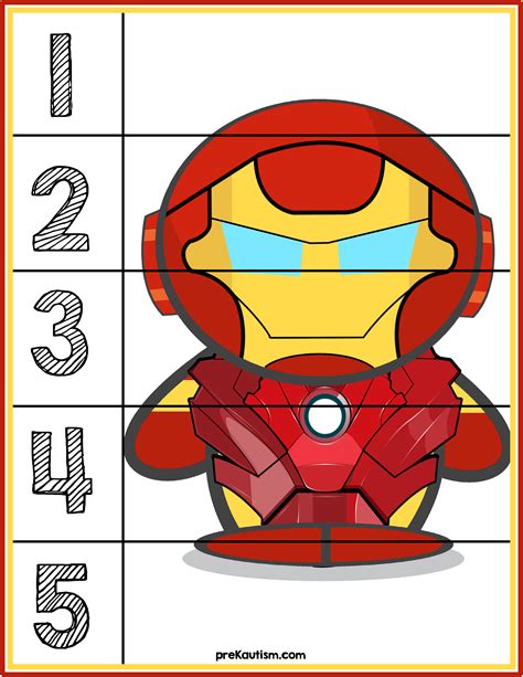 ironman   counting puzzle superhero math superhero preschool