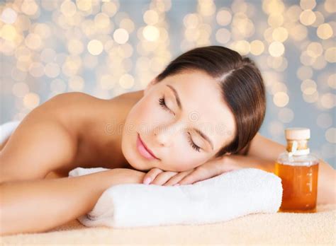 Close Up Of Beautiful Woman Having Massage At Spa Stock Image Image