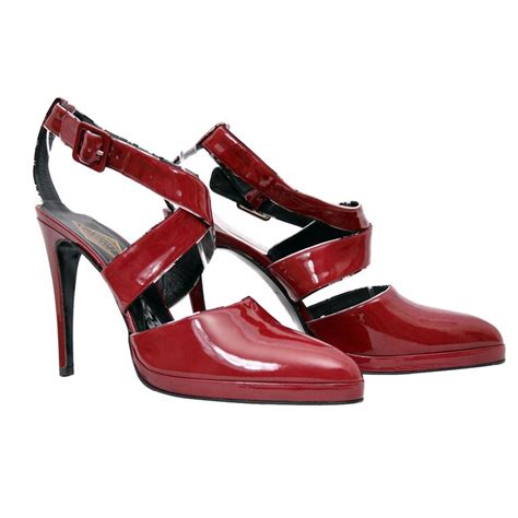 new versace atelier burgundy red patent leather platform