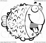 Blowfish Hungry Drooling Clipart Cartoon Outlined Coloring Vector Thoman Cory Royalty sketch template
