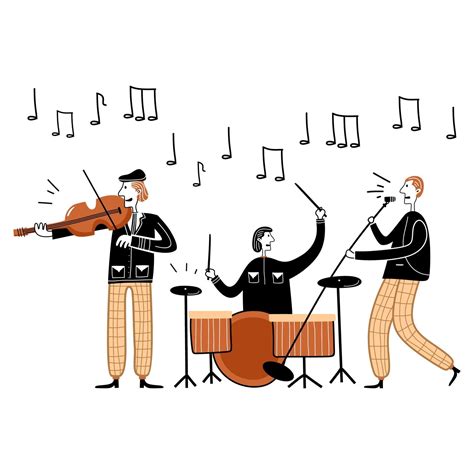 ilustracion de vector de concierto de festival de jazz banda de personajes de musico plano de