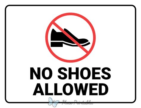 printable  shoes allowed sign