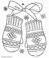 Winter Coloring Pages Clothes Scarf Printable Mittens Template Sheet Seasons Hat Library Clipart Popular sketch template