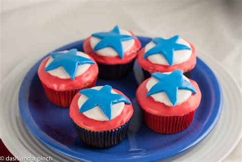 Captain America Cup Cakes With Iron Man Pizza Avengers Party Foods