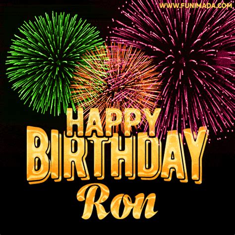 Wishing You A Happy Birthday Ron Best Fireworks  Animated Greeting