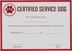 service dog papers template service dogs dog cards certificate