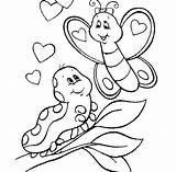 Caterpillar Coloring Butterfly Sheet Pages Meeting Cute Kids Sweet Little sketch template