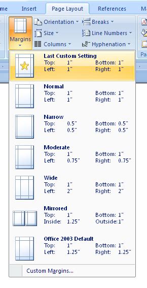 select standard margins margins style formatting microsoft office