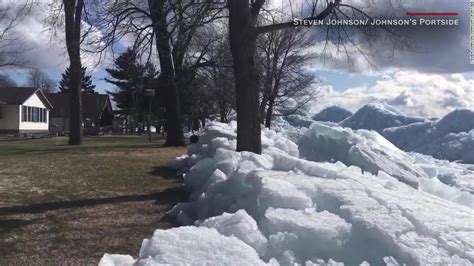 Massive Ice Shoves Crash Into Lakeside Homes Cnn Video