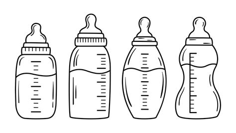 feeding milk bottle collection   art style doodle baby pacifier