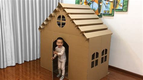 diy     big cardboard house satisfying cardboard playhouse  kids papa baby